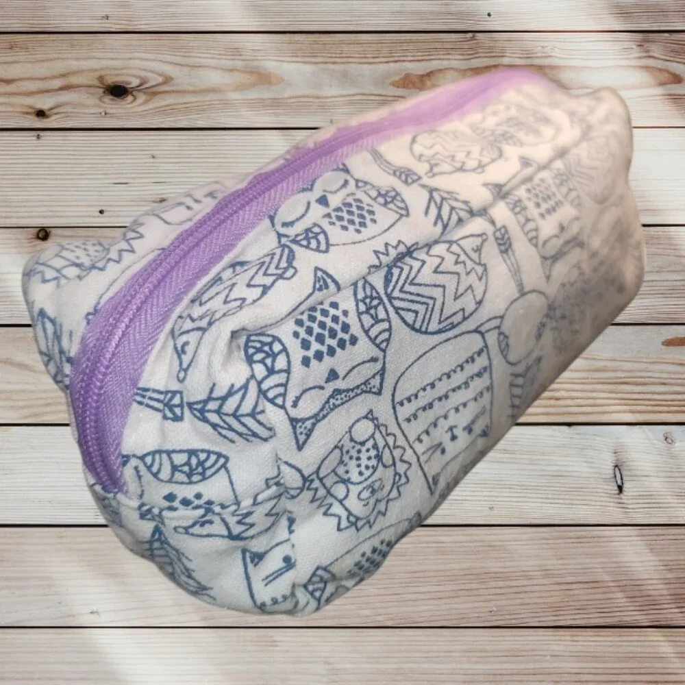Lot of 2 - Color Your Own Pencil Case Pouch Zipper Bag - Cats, Owls, Hedgehogs